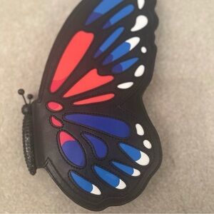 kate spade Black Butterfly Clutch with Blue, Red & White Accents